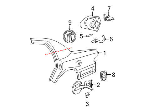 2005 Mercury Grand Marquis Panel - Quarter - Outer Diagram for 6W7Z-5427841-A