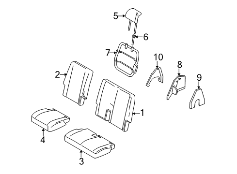 2005 Ford Freestyle Rear Seat Cushion Pad Diagram for 5F9Z-7463841-DA