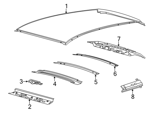 2018 Lincoln MKC Bow Assembly - Roof Diagram for EJ7Z-7851272-A