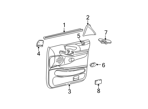 1999 Ford Expedition Interior Trim - Front Door Diagram