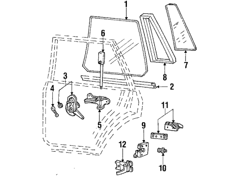 1986 Ford Escort Rear Door, Body Diagram