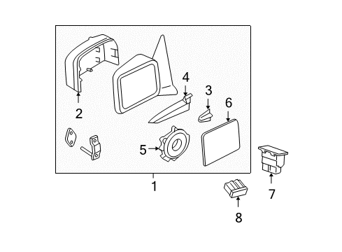 2005 Ford Expedition Glass Assembly - Rear View Outer Mirror Diagram for 5L1Z-17K707-AA