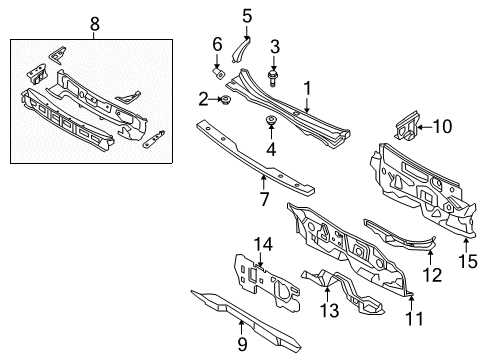 2006 Ford Fusion Reinforcement - Cowl Side Panel Diagram for 6E5Z-54024A14-A