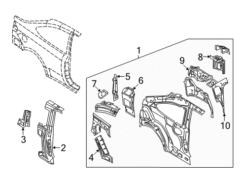 2008 Ford Focus Panel - Body Side Rear - Inner Diagram for 8S4Z-6327790-B