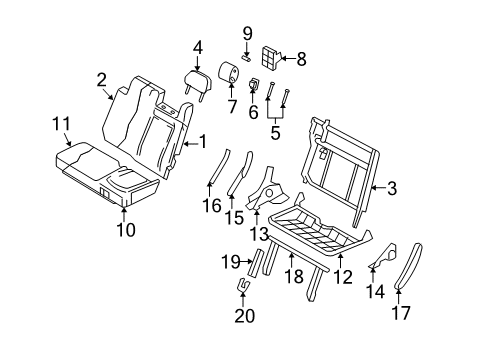 2007 Lincoln Navigator Rear Seat Back Cover Assembly Diagram for 7L7Z-7866601-BA