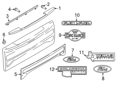 2017 Ford F-250 Super Duty Exterior Trim - Tail Gate Diagram