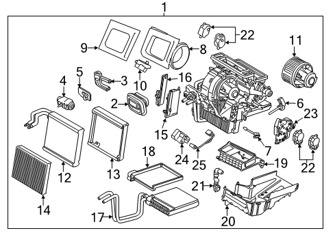 2015 Lincoln MKC A/C Evaporator & Heater Components Diagram