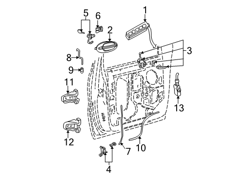 2007 Ford Freestar Front Door - Lock & Hardware Diagram