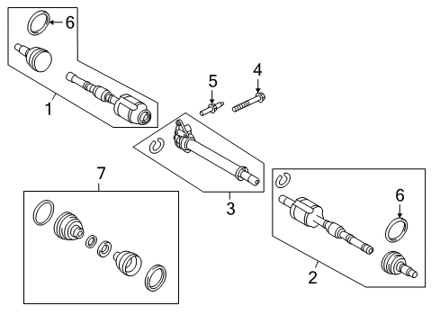 2011 Ford Edge Drive Axles - Front Diagram