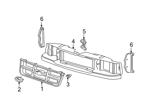 1999 Ford Ranger Grille & Components Diagram