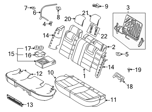 2011 Mercury Milan Head Rest Assembly Diagram for BN7Z-54611A08-AB