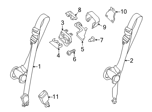 2023 Ford Transit-150 Rear Seat Belts Diagram 1 - Thumbnail