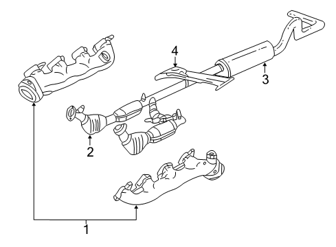 1997 Ford E-150 Econoline Club Wagon Exhaust Components, Exhaust Manifold Diagram 2 - Thumbnail