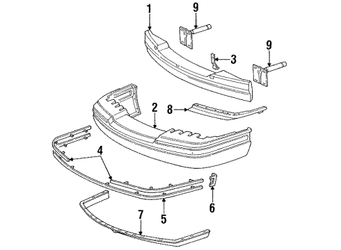 1994 Lincoln Town Car Bracket - License Plate Diagram for F1VY-17A385-A