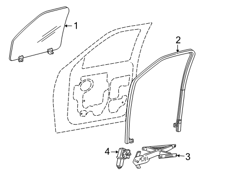 2003 Lincoln Aviator Front Door - Glass & Hardware Diagram