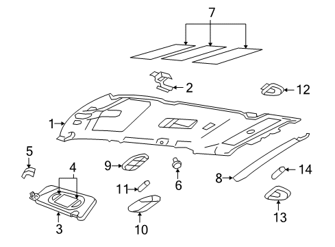 2002 Ford Explorer Sun Visor Assembly Diagram for 1L2Z-7804105-JAA