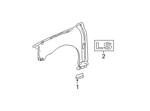 2000 Lincoln LS Kit - Mudflap Diagram for XW4Z-16A550-AA