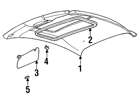 2001 Mercury Cougar Visor Assembly Sun Diagram for YS8Z6304104CAA