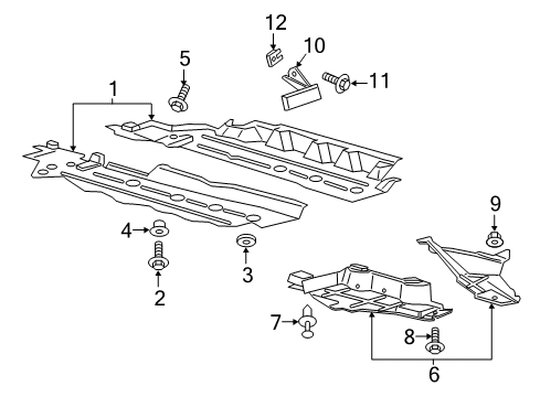 2016 Lincoln MKX Pillars, Rocker & Floor - Splash Shields Diagram