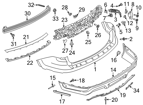 2019 Ford Explorer BUMPER ASY - REAR Diagram for JB5Z-17K835-DA