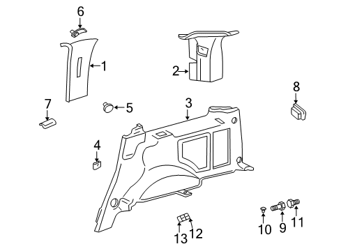 2004 Lincoln Navigator Interior Trim - Quarter Panels Diagram