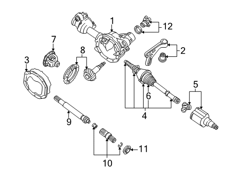 2010 Ford Ranger Drive Axles - Front Diagram