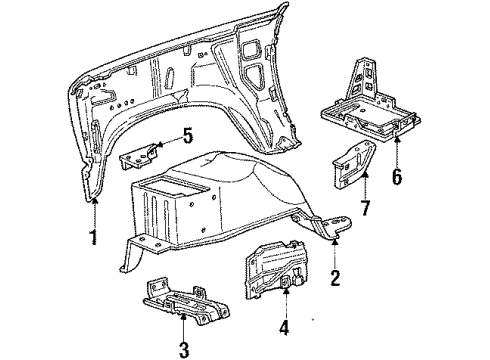 1985 Ford F-150 Fender Assembly Front Diagram for E1TZ16005B