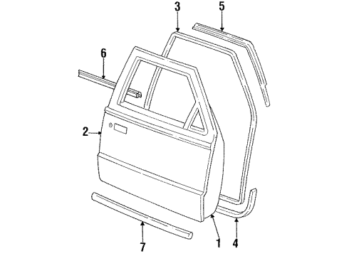 1994 Ford Ranger Door & Components, Exterior Trim, Body Diagram