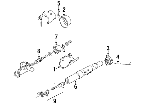 1990 Ford Bronco II Steering Column & Shroud, Switches & Levers Diagram 1 - Thumbnail