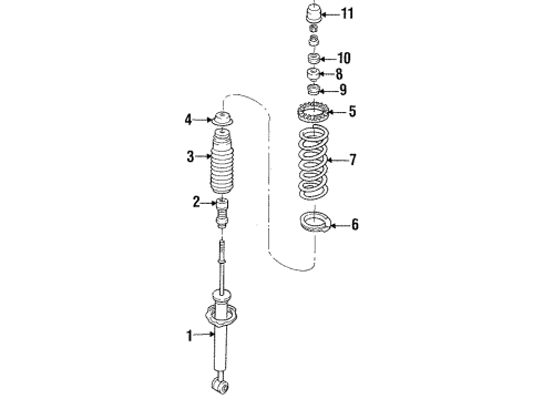 1995 Ford Aspire Shock Absorber Assembly Diagram for 1U2Z18125BA