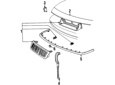 1994 Mercury Grand Marquis Grille Assembly Radiator Diagram for F2MY8200A