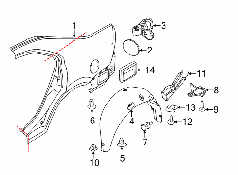 2011 Lincoln MKZ Quarter Panel & Components Diagram 1 - Thumbnail