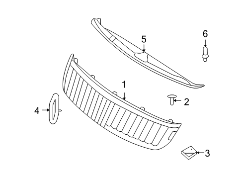 2008 Lincoln MKZ Grille & Components Diagram