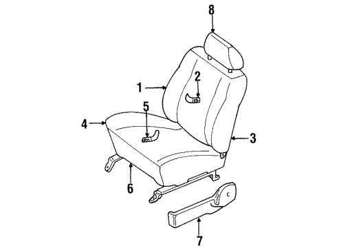 2000 Ford Escort Seat Back Cover Assembly- Vinyl Diagram for YS4Z-6364416-BAA