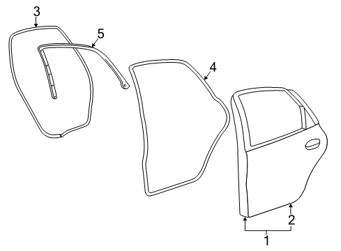 2001 Mercury Sable Rear Door, Body Diagram