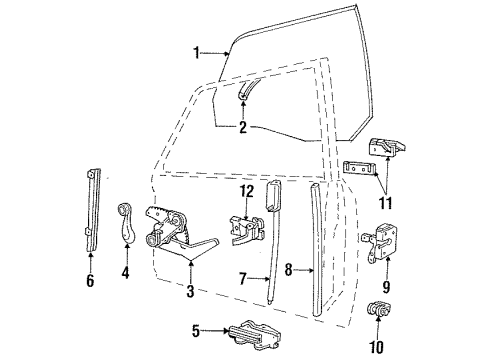 1985 Mercury Lynx Front Door Glass & Hardware Diagram 3 - Thumbnail