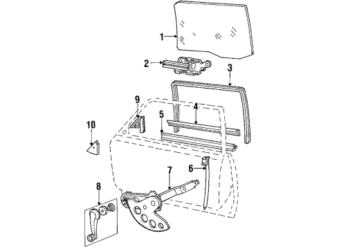 1985 Ford LTD Front Door Glass & Hardware Diagram 3 - Thumbnail