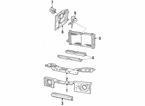 1986 Mercury Lynx Radiator & Components, Radiator Support, Cooling Fan Diagram