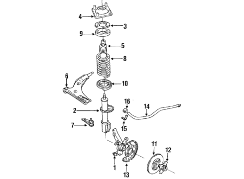 1991 Mercury Capri Rotor Assembly Diagram for YM1Z-1V125-AA