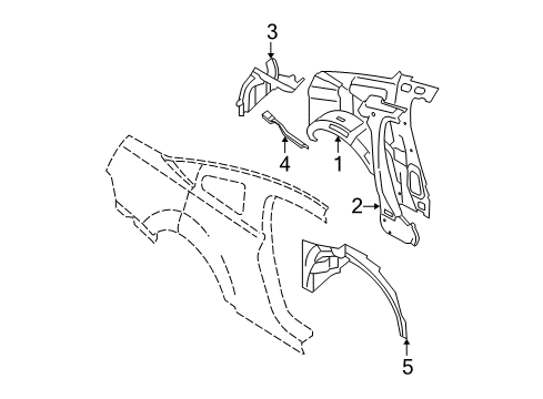 2005 Ford Mustang Panel And Wheelhouse - Quarter - Inner Diagram for 4R3Z-6327790-AA