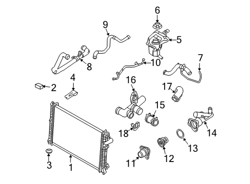 2008 Mercury Milan Radiator Assembly Diagram for 6E5Z-8005-C