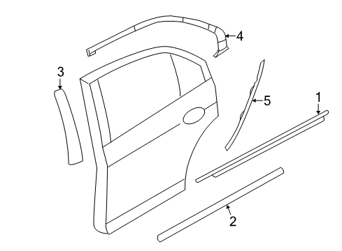 2009 Ford Fusion Exterior Trim - Rear Door Diagram