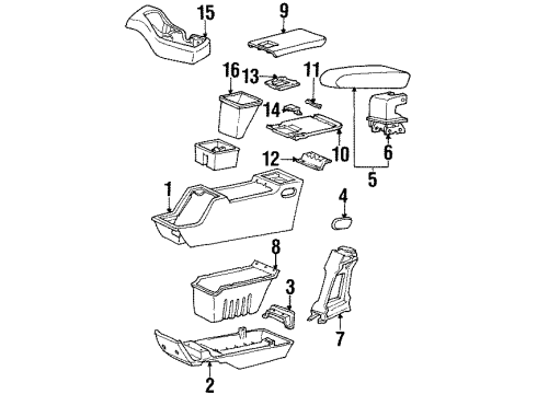 1997 Mercury Mountaineer Armrest Assembly Console Diagram for F67Z78644A22AAA