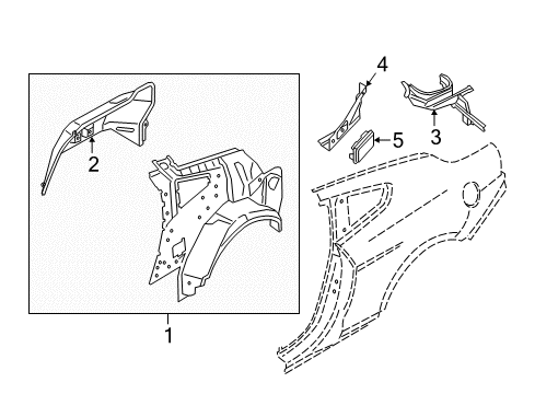 2015 Ford Mustang Inner Structure - Quarter Panel Diagram 2 - Thumbnail