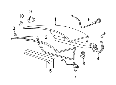 2004 Ford Taurus Hinge Assembly Diagram for YF1Z-5442700-AA