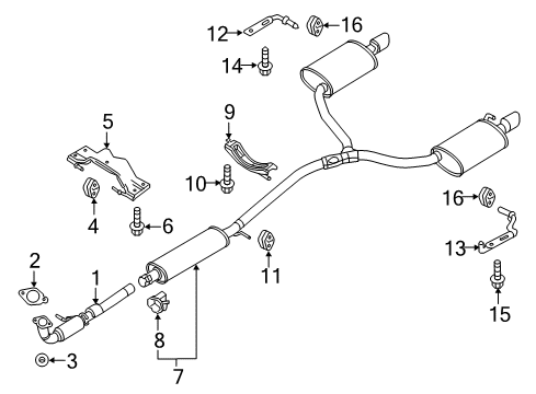 2013 Ford Taurus Centre And Rear Muffler Assembly Diagram for DG1Z-5230-C