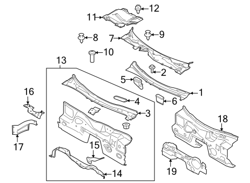 2024 Ford Mustang Cowl Diagram