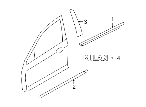 2006 Mercury Milan Exterior Trim - Front Door Diagram