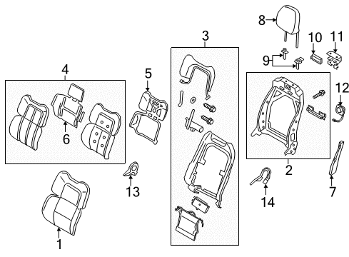 2019 Lincoln Navigator Seat Back Cover Assembly Diagram for JL7Z-7864417-FB