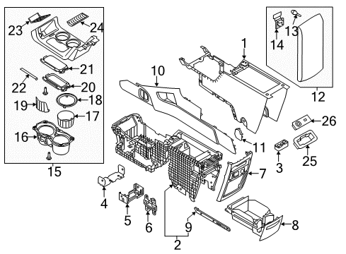 2018 Ford Flex Panel Assembly - Console Diagram for DA8Z-74045E24-AA